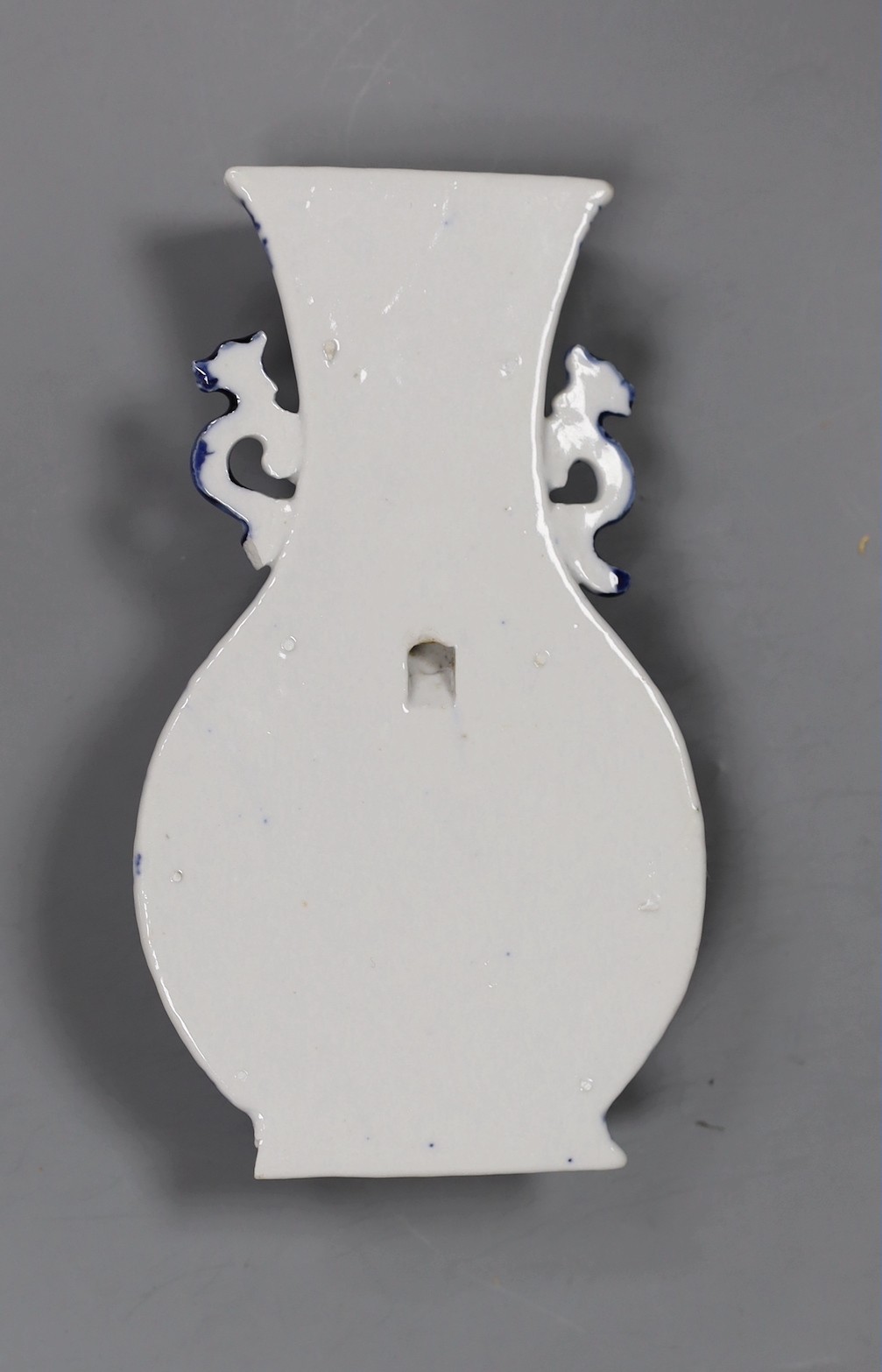 A Chinese blue and white wall vase shaped pocket, 19th century, 16.5cm tall